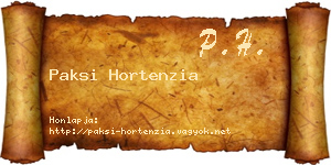 Paksi Hortenzia névjegykártya